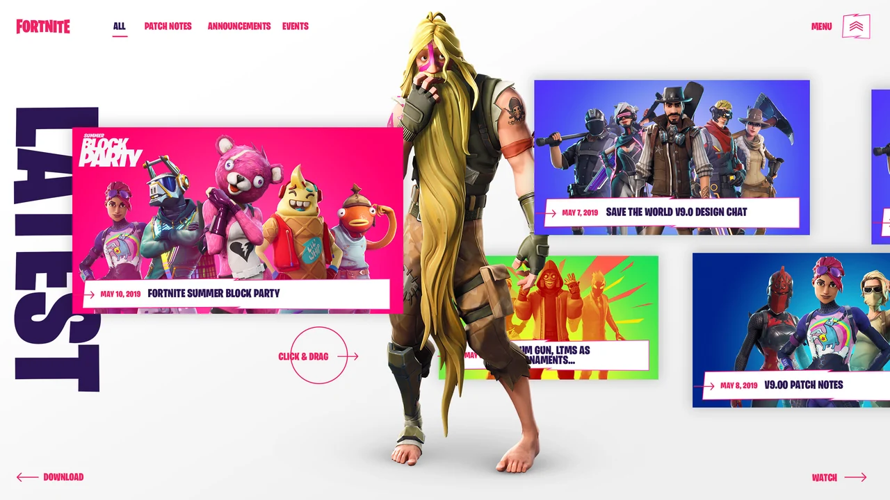 Fortnite Explore — website design